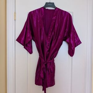Jessica Plum Satin Kimono Robe